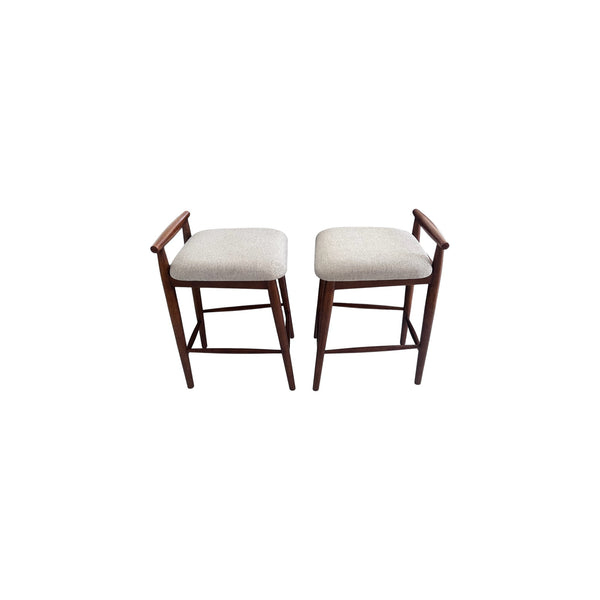 Pair of West Elm Framework Upholstered Counter Stools