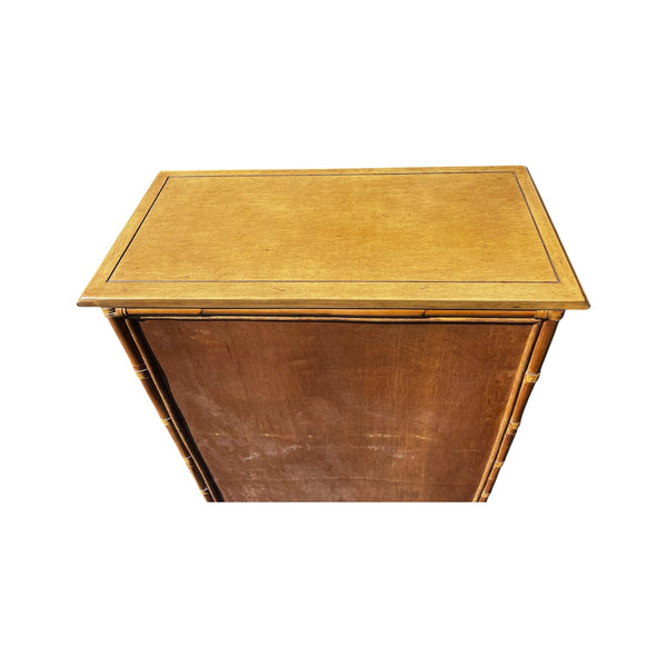 Burnt Bamboo and rattan 5 drawers chest.