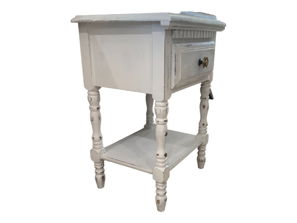 Shabby Chic end table Solid wood single drawer