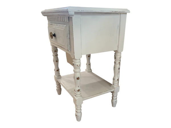 Shabby Chic end table Solid wood single drawer