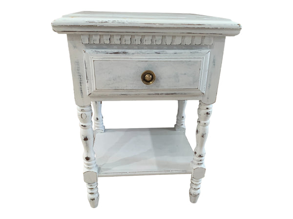 Shabby Chic end table Solid wood single drawer