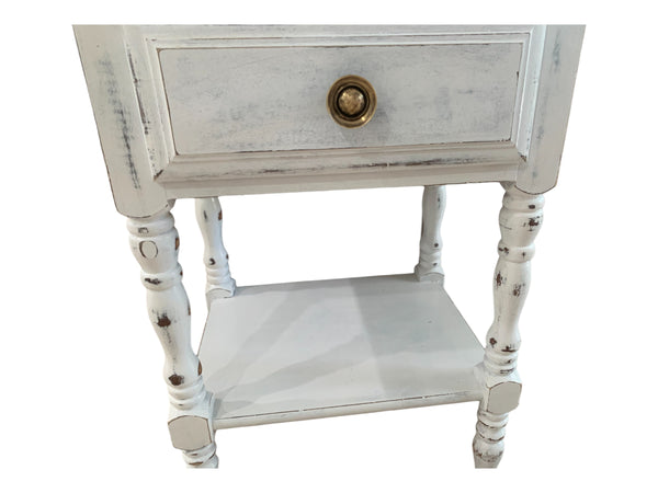 Shabby Chic end table Solid wood single drawer