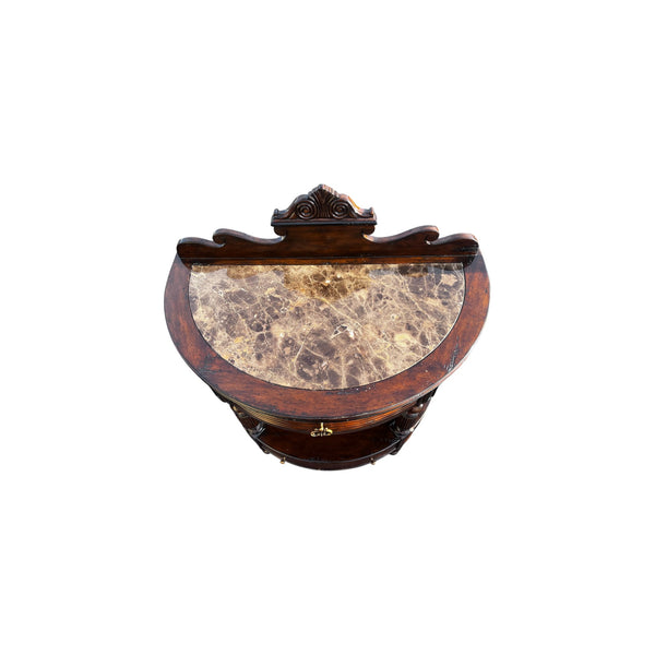 Pair of Marge Carson Demilune Side Tables / nightstands marble top