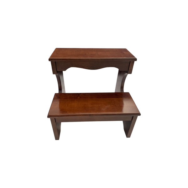 Vintage Wooden Bed Steps Library Stair Stool Chippendale style brass handle