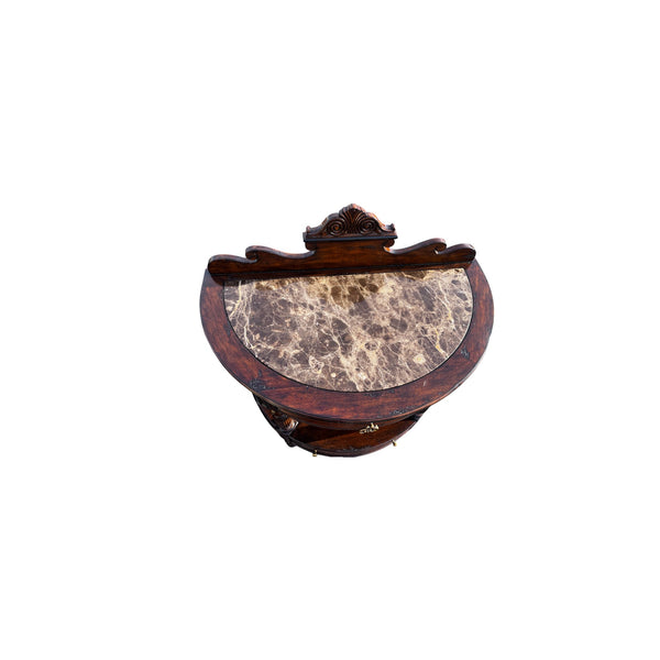 Pair of Marge Carson Demilune Side Tables / nightstands marble top