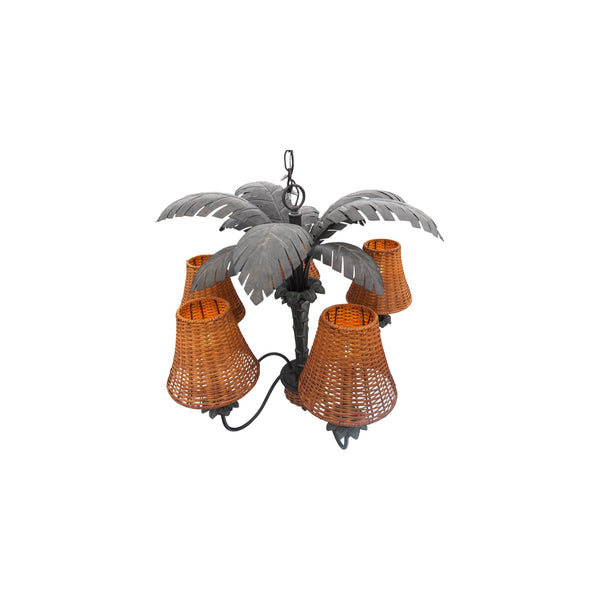Vintage Sculptural Palm Tree Chandelier 5 arms