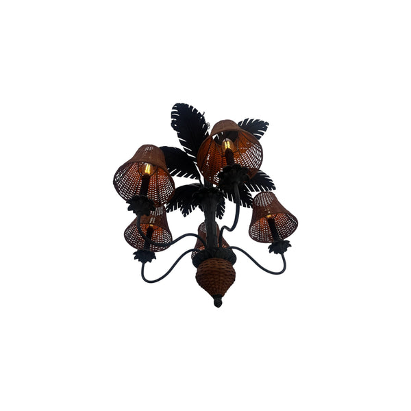 Vintage Sculptural Palm Tree Chandelier 5 arms