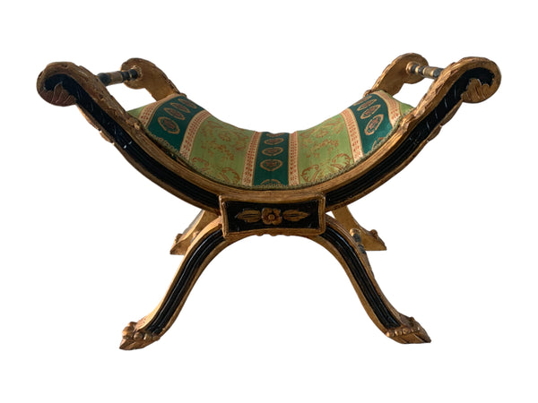 Late 20th Century Gold Giltwood Curule Bench