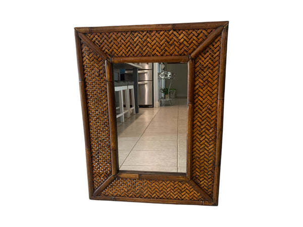 Woven Rattan Bamboo Wall Mirror