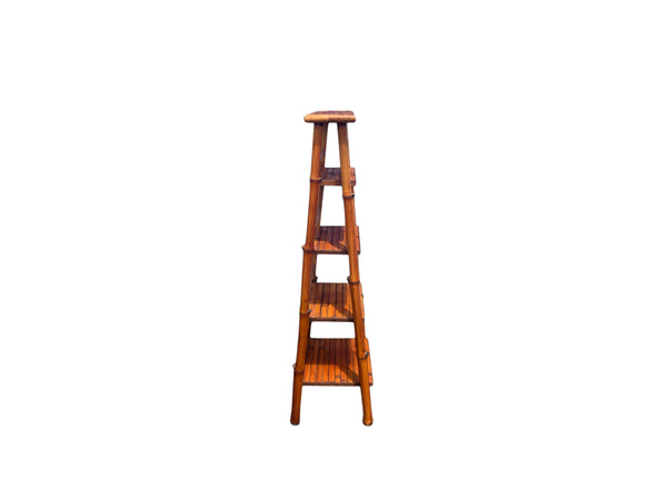 Vintage Bamboo Folding Etagere Folding Ladder Shelves