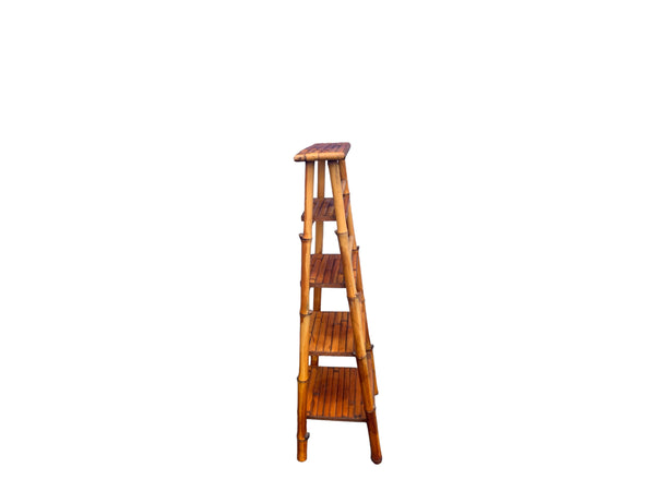 Vintage Bamboo Folding Etagere Folding Ladder Shelves