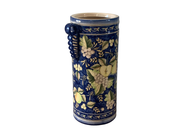 Majolica Style Fruit Motif Ceramic Umbrella Stand