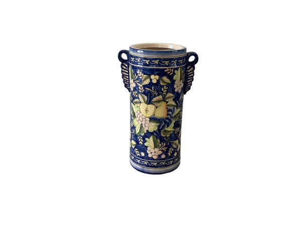 Majolica Style Fruit Motif Ceramic Umbrella Stand