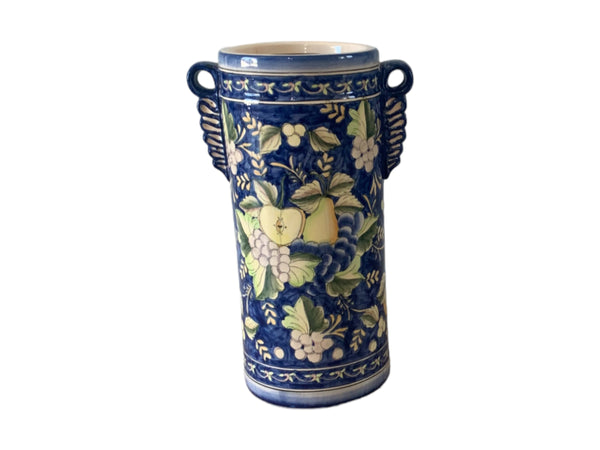 Majolica Style Fruit Motif Ceramic Umbrella Stand