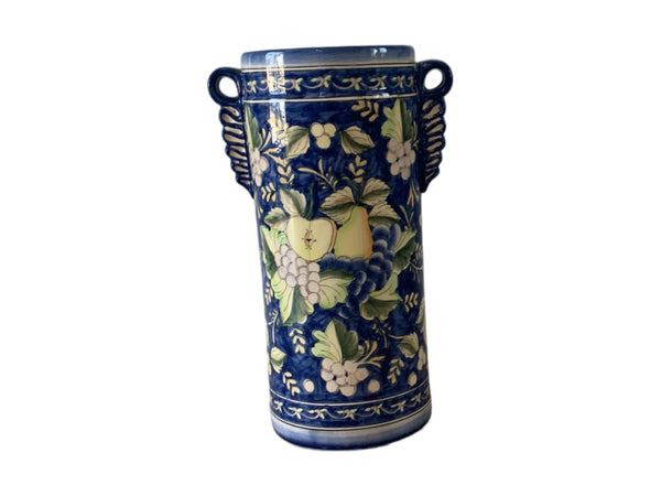 Majolica Style Fruit Motif Ceramic Umbrella Stand