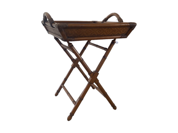 Rattan/Bamboo Butler's Tray Table with faux bamboo legs