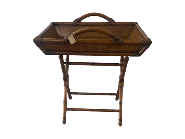 Rattan/Bamboo Butler's Tray Table with faux bamboo legs