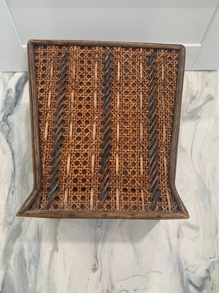 Natural cane, bamboo and wood waste basket/planter 11.5" H