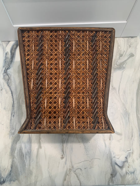 Natural cane, bamboo and wood waste basket/planter 11.5" H