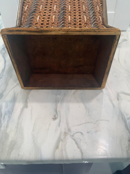 Natural cane, bamboo and wood waste basket/planter 11.5" H