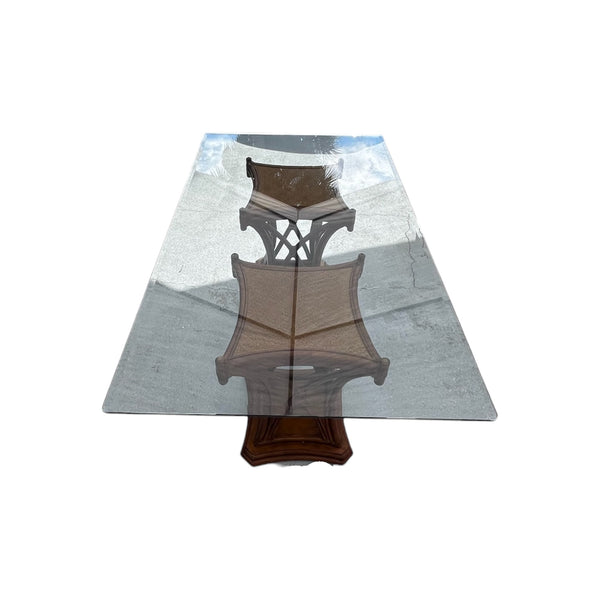 Pair of bamboo rattan square dining table bases.