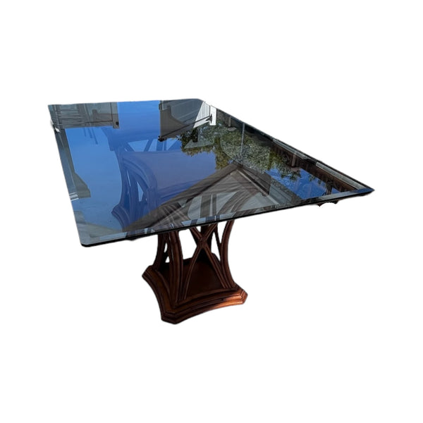 Pair of bamboo rattan square dining table bases.