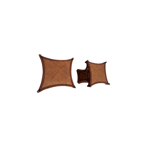 Pair of bamboo rattan square dining table bases.