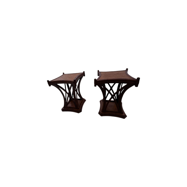 Pair of bamboo rattan square dining table bases.
