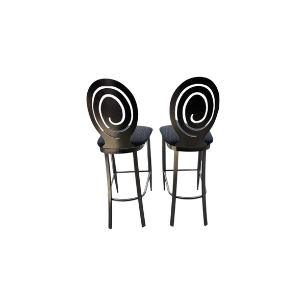 Ethan Allen Radius Bar Stools Brushed Nickel Metal Modern Industrial 13 6430