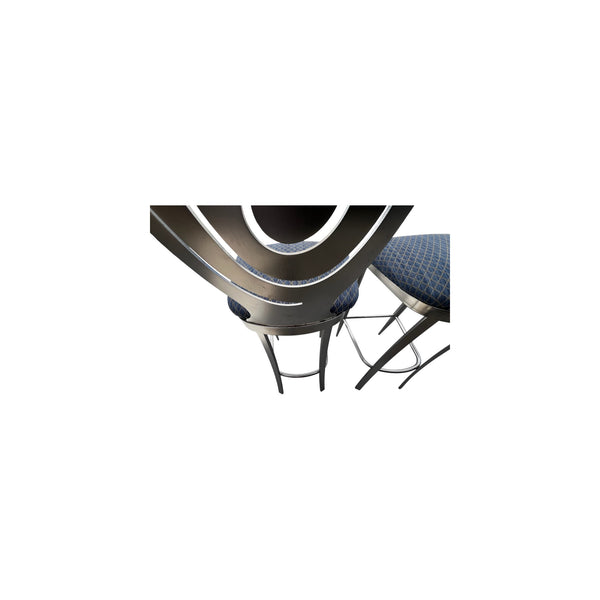 Ethan Allen Radius Bar Stools Brushed Nickel Metal Modern Industrial 13 6430