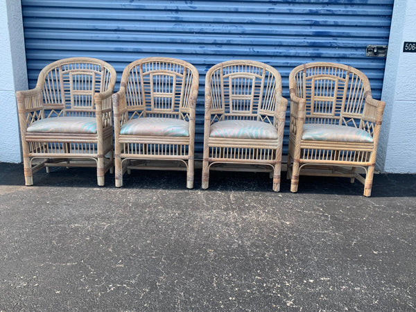 Vintage Coastal Andre Originals Rattan Brighton Chairs set of 4