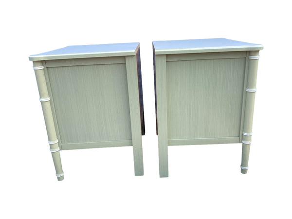 Henry Link Style Nightstands Faux Bamboo Hollywood Regency bali Hai a pair