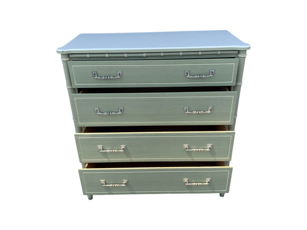 Faux Bamboo Henry Link Style Bachelor Chest 1970s Vintage 4 drawers