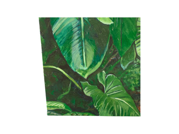 Pair of Heliconia-palms acrylic on canvas signed by artist Elyse.