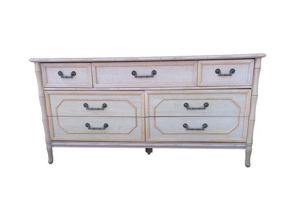 Broyhill Faux Bamboo dresser and mirror Vintage Palm Beach Hollywood Regency dresser (Copy)