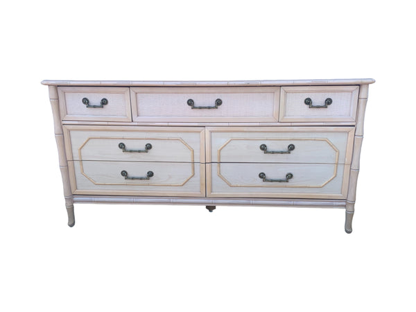 Broyhill Faux Bamboo dresser and mirror Vintage Palm Beach Hollywood Regency dresser (Copy)