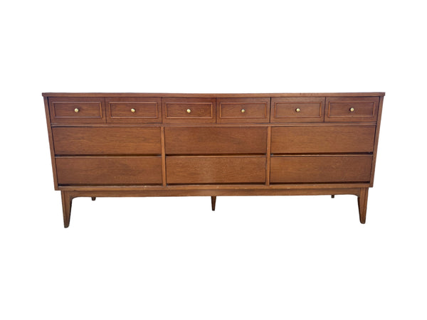 Dixie Furniture Portfolio Walnut 9 Drawer Dresser MCM