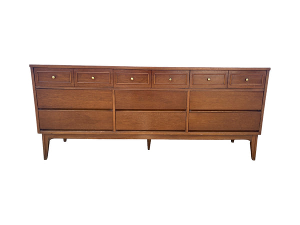 Dixie Furniture Portfolio Walnut 9 Drawer Dresser MCM