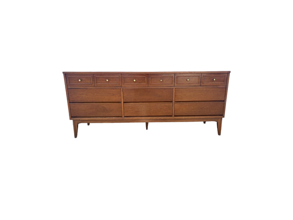 Dixie Furniture Portfolio Walnut 9 Drawer Dresser MCM