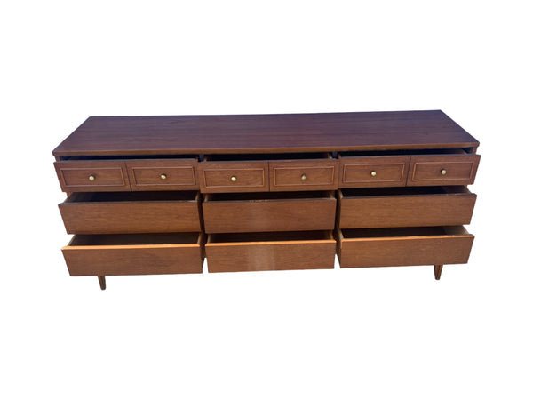 Dixie Furniture Portfolio Walnut 9 Drawer Dresser MCM