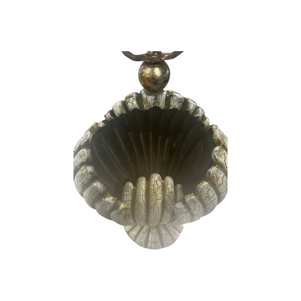 Massive Clam Shell Form Crackle Finish 3 Way Open Coastal Regency Table Lamp