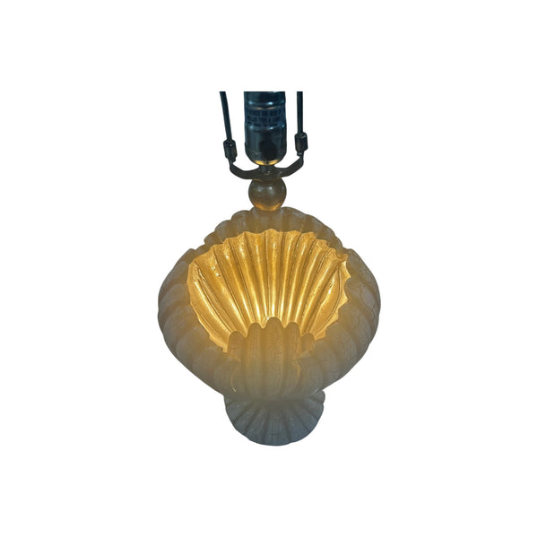 Massive Clam Shell Form Crackle Finish 3 Way Open Coastal Regency Table Lamp