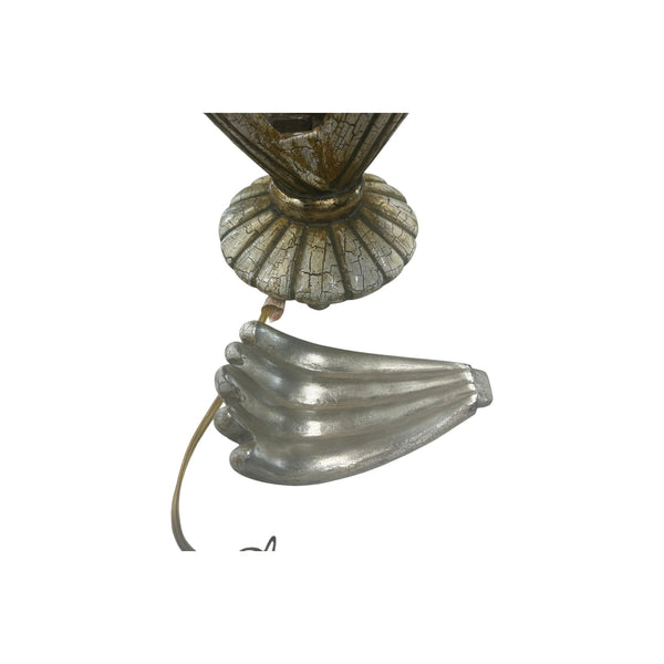 Massive Clam Shell Form Crackle Finish 3 Way Open Coastal Regency Table Lamp