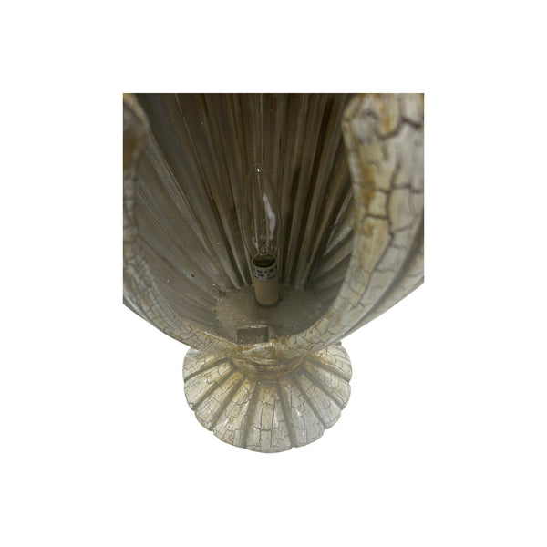 Massive Clam Shell Form Crackle Finish 3 Way Open Coastal Regency Table Lamp