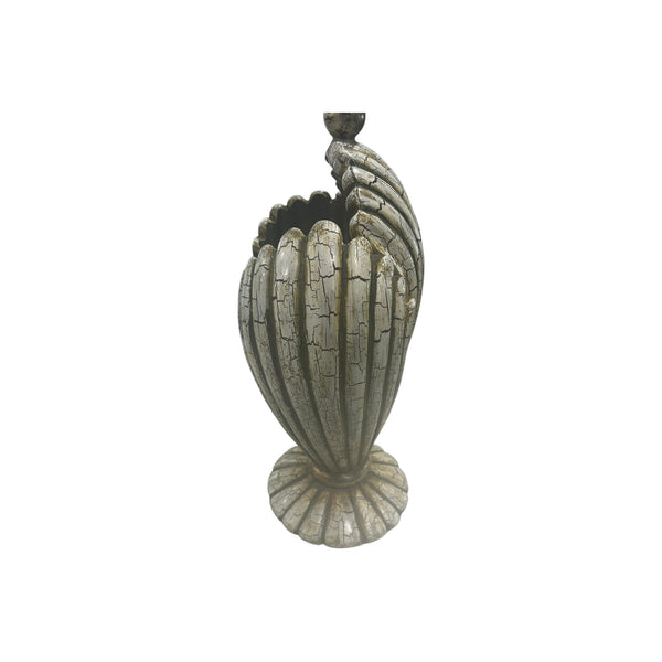 Massive Clam Shell Form Crackle Finish 3 Way Open Coastal Regency Table Lamp