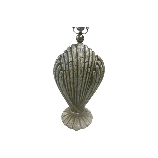 Massive Clam Shell Form Crackle Finish 3 Way Open Coastal Regency Table Lamp