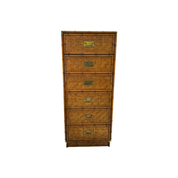 Dixie Flatweave Lingerie Chest-Campaign Coastal Herringbone Wicker Vintage