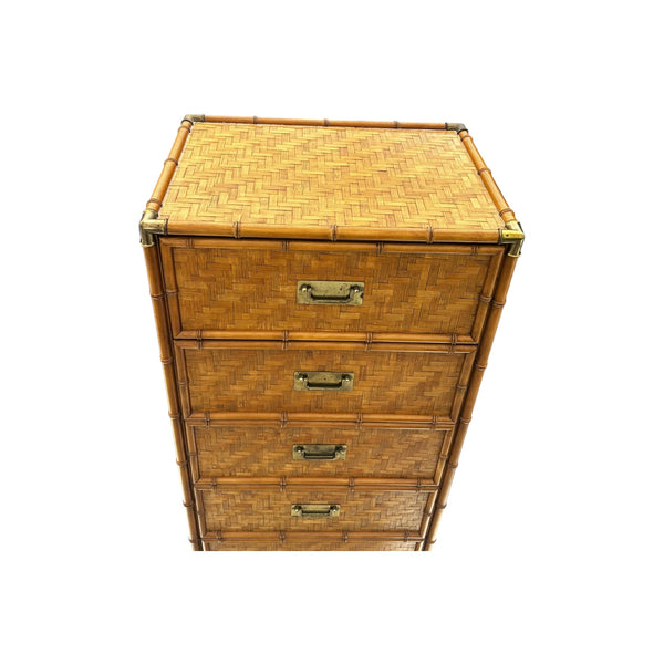 Dixie Flatweave Lingerie Chest-Campaign Coastal Herringbone Wicker Vintage
