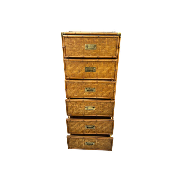 Dixie Flatweave Lingerie Chest-Campaign Coastal Herringbone Wicker Vintage