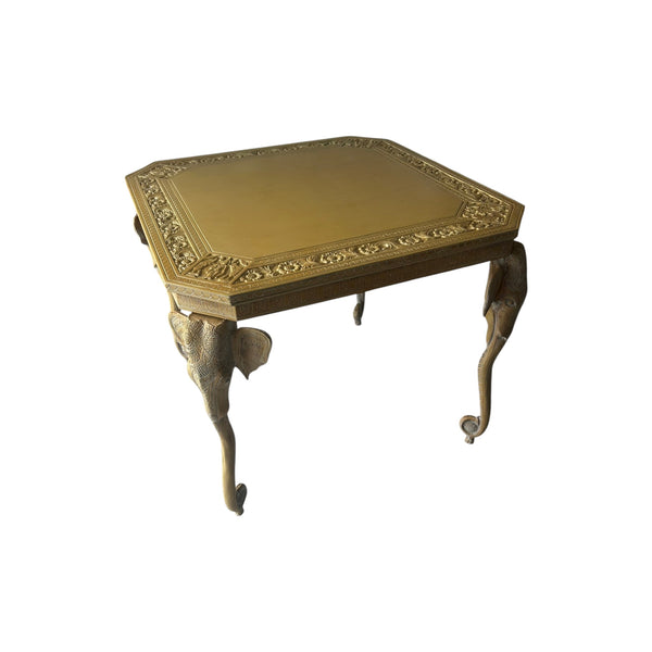 Carved Elephant Heads and Trunks Game Side Table